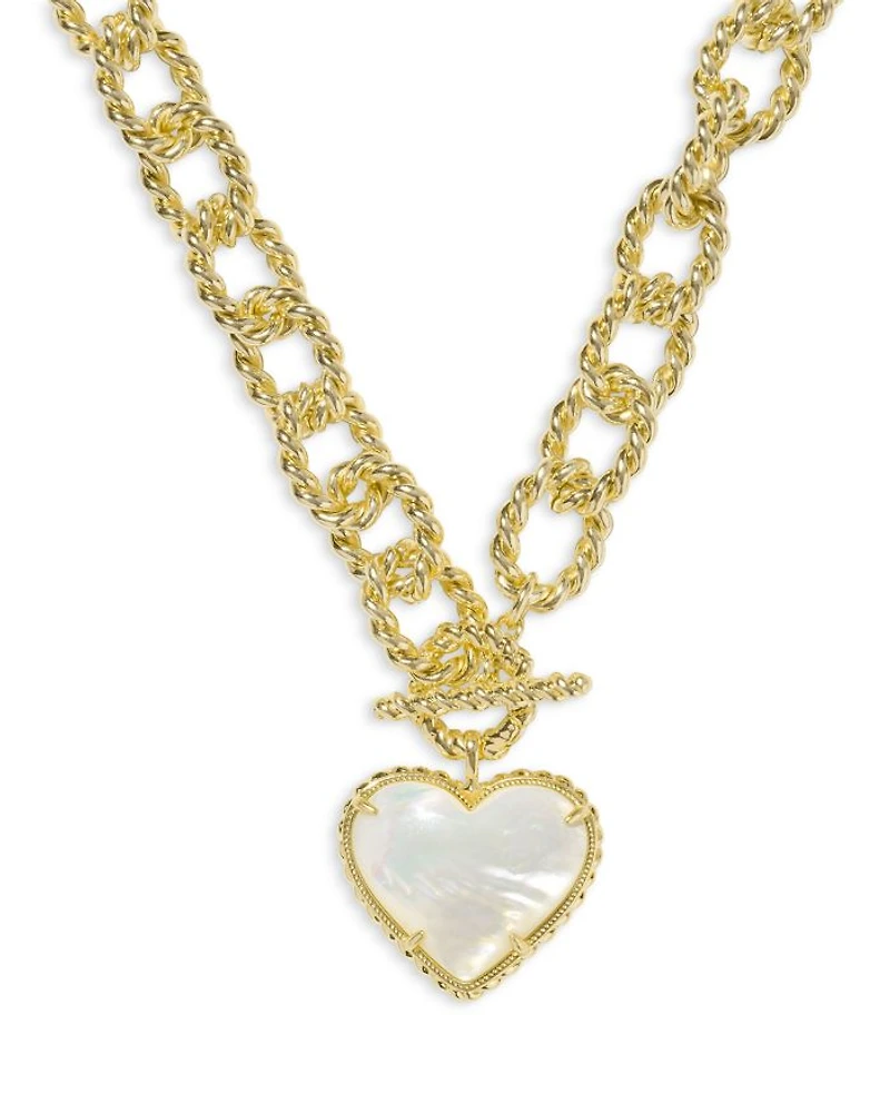 Haisley Heart Rope Textured Link Pendant Necklace, 20.5"
