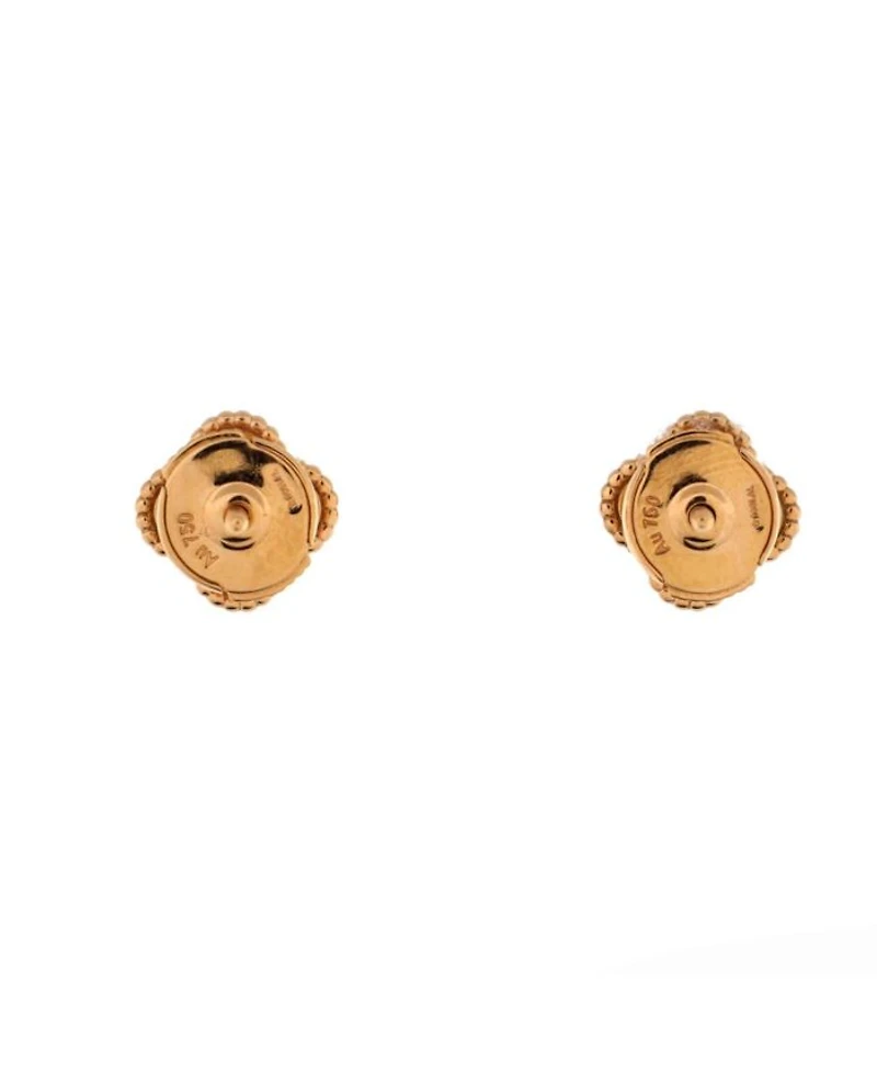 Sweet Alhambra Stud Earrings 18K Gold and Carnelian