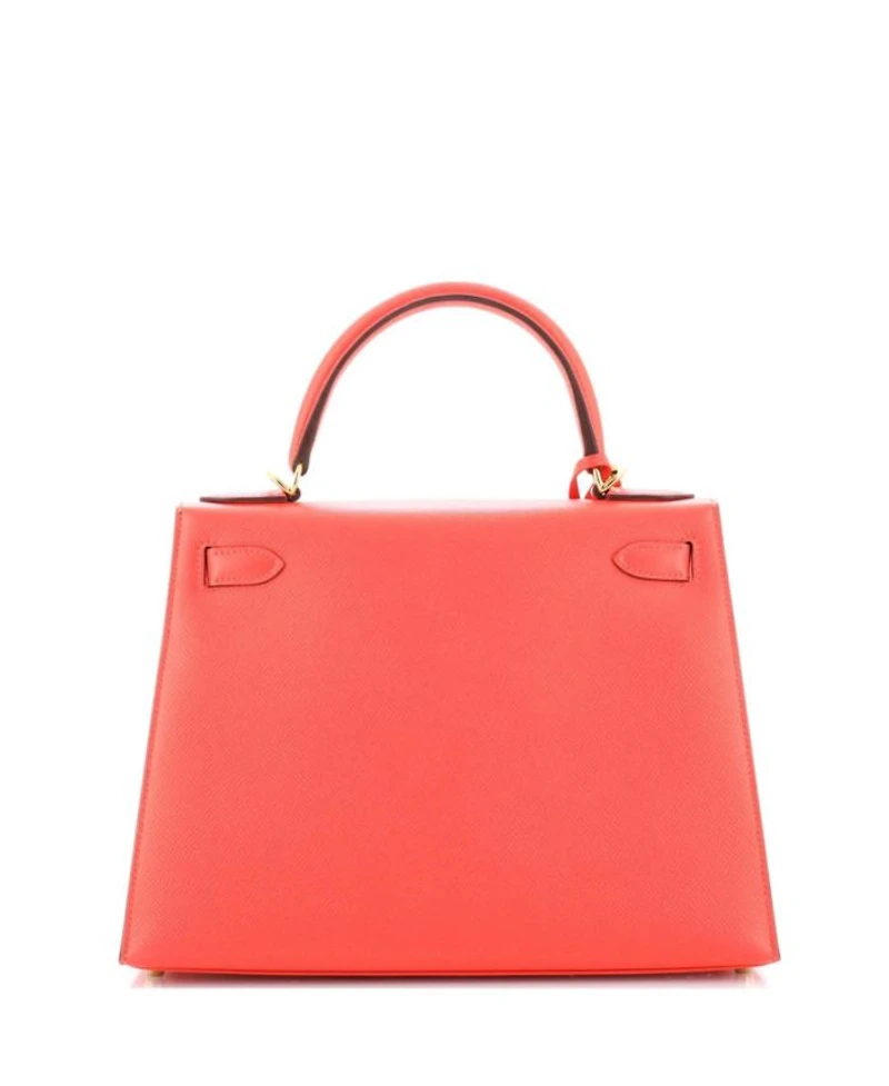 Pre-Owned HERMES Pre-Owned Hermes Kelly 28 Handbag Red Epsom with Gold Hardware