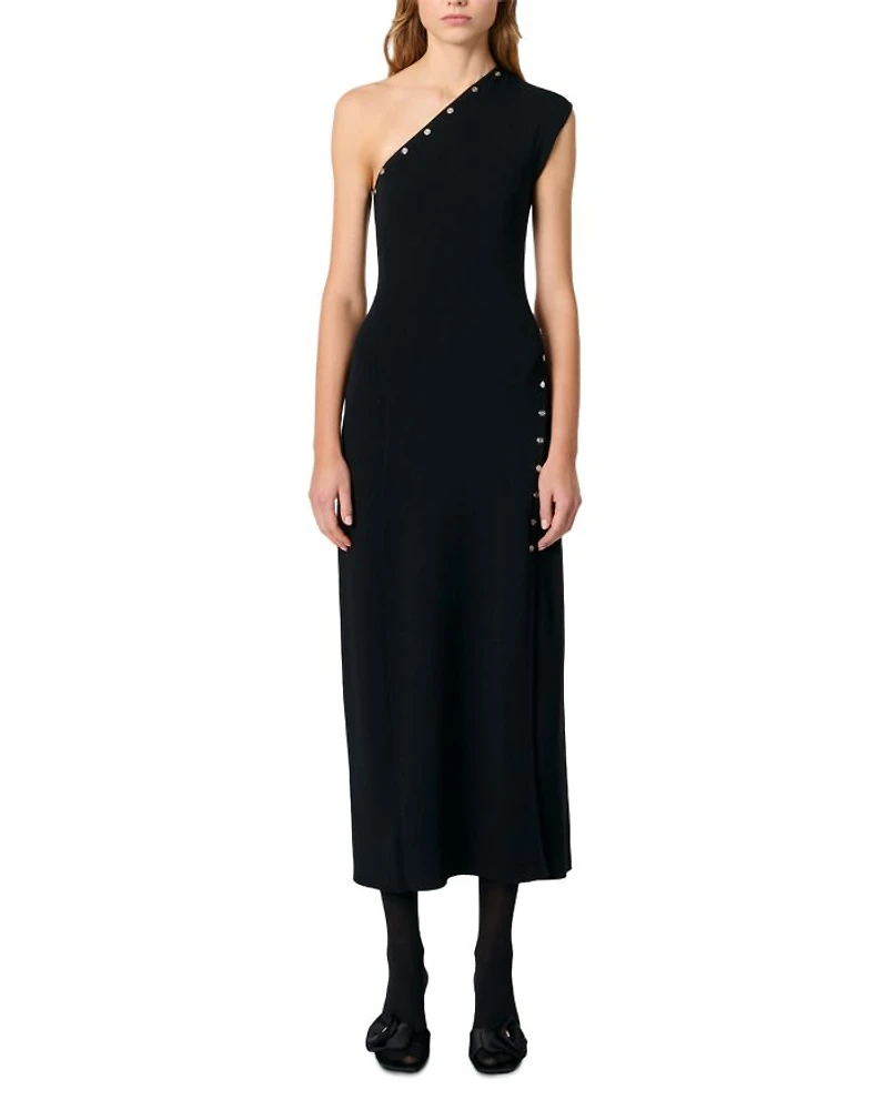 Asymmetric Knit Maxi Dress