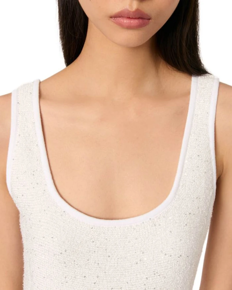 Sequin Embellished Knit Short Dress