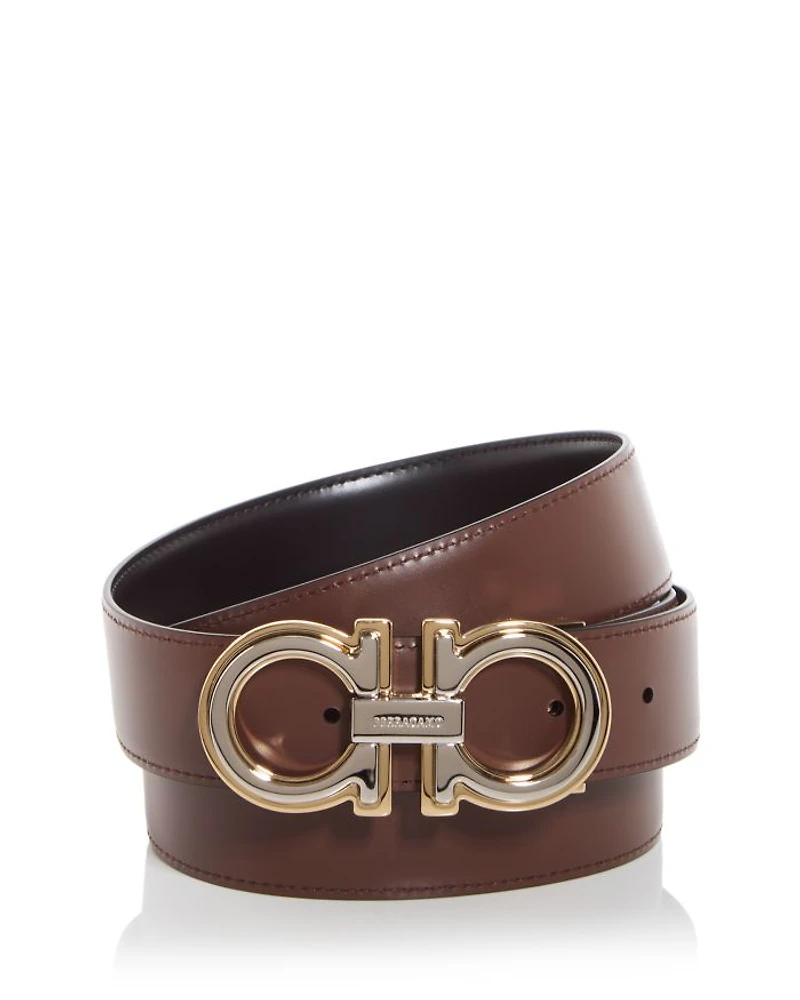 Men's Double Gancini Leather Belt