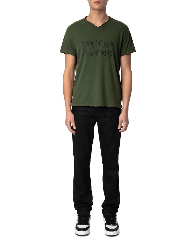 Monasti Cotton Rock 'N' Roll Graphic Henley