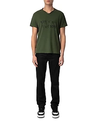 Monasti Cotton Rock 'N' Roll Graphic Henley