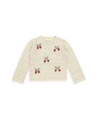 Girls' Crochet Knit Cherries Pullover Sweater - Little Kid