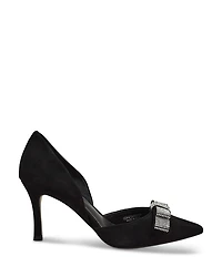 Women's Elva Jeweled Bow Court Kitten Heel Pumps
