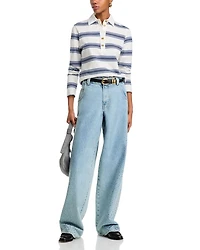 High Rise Wide Leg Jeans Aqua Blue