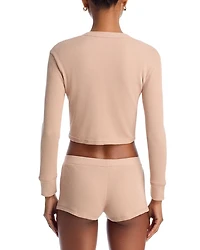 Cropped Waffle Cardigan