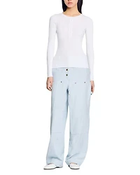 Ribbed Sweater with Tunisian Collar