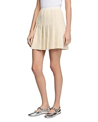 Short Tweed Pleated Skirt