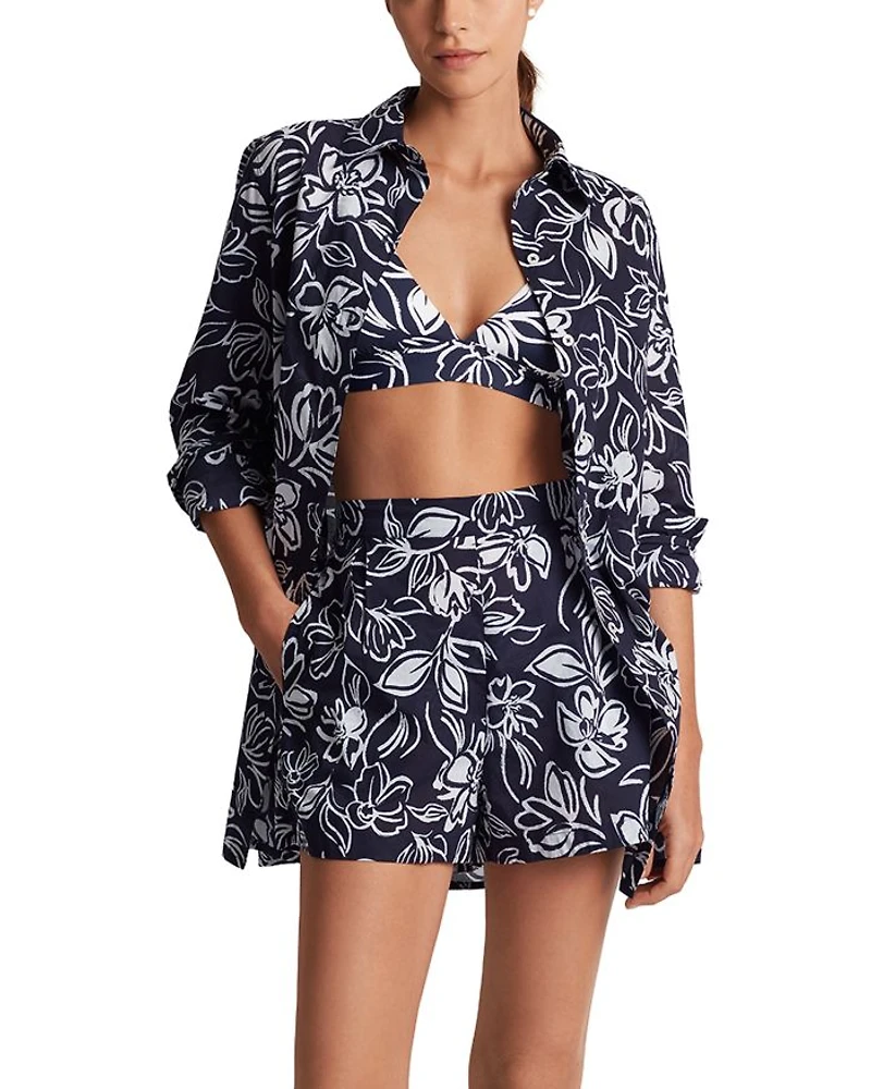 Floral Print Shirt & Short Cover-Up Set