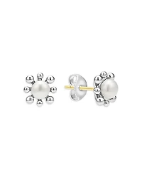 Sterling Silver Luna Cultured Pearl Fleur Stud Earrings