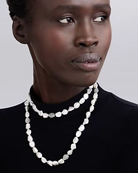 Sterling Silver Luna Keshi Pearl & Caviar Bead Long Strand Necklace, 34"