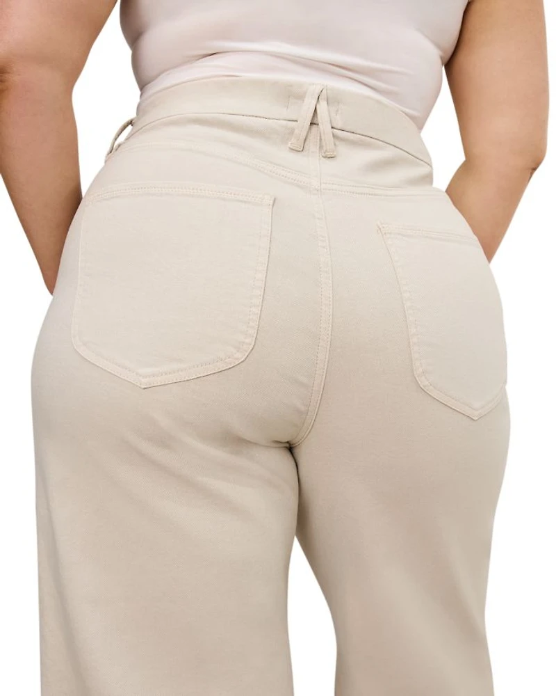 Good Waist High Rise Cropped Palazzo Jeans Bone