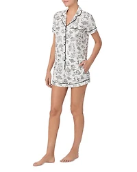 Printed Short Sleeve Boxer Pajama Set