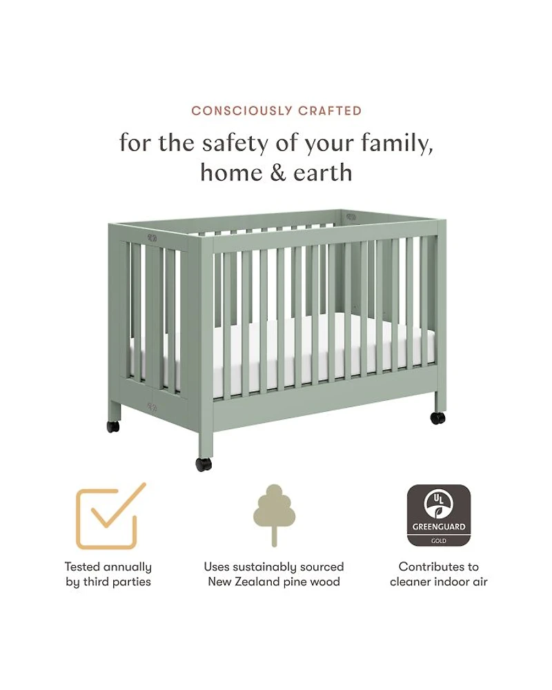 Maki Portable Folding Crib with Toddler Bed Conversion Kit