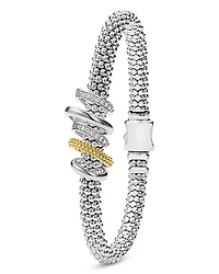 Two Tone Caviar Lux Five Ring Bracelet with Diamonds