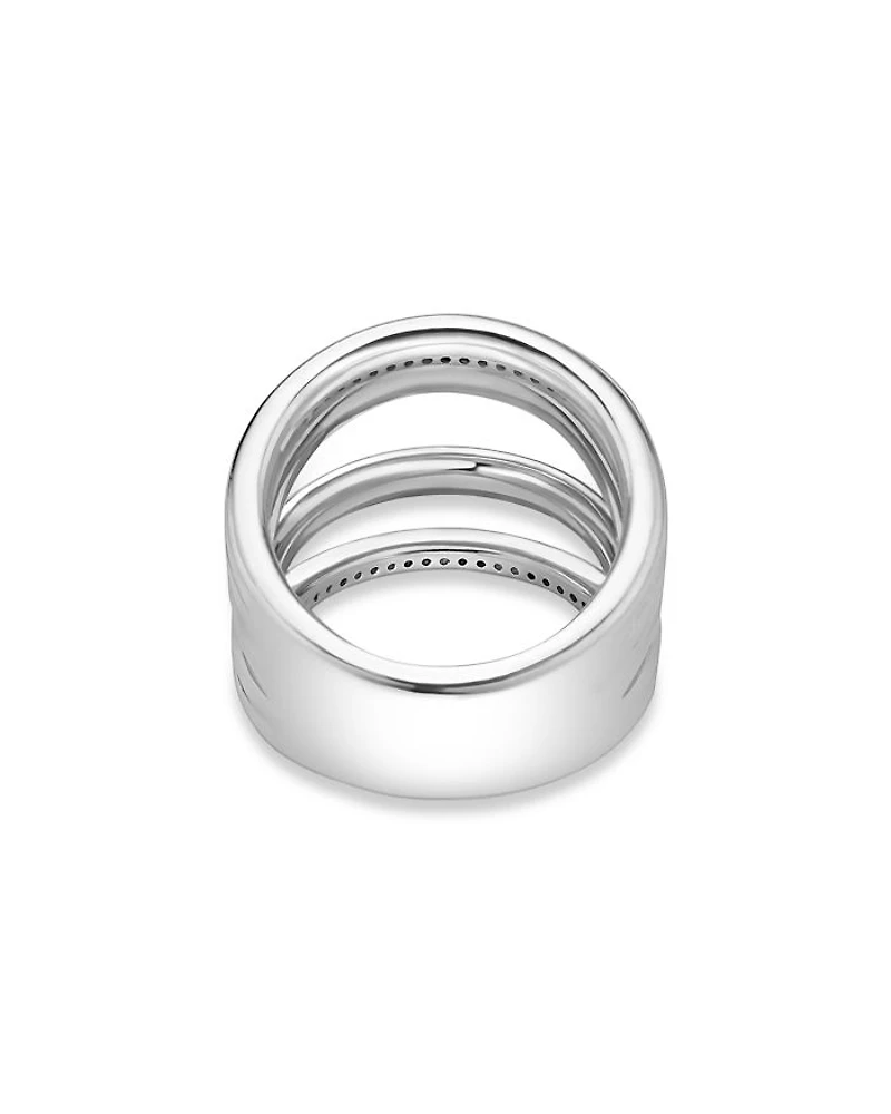 Two Tone Caviar Lux Five Row Diamond Ring, 0.29 tcw