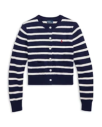 Striped Cotton Crewneck Cardigan