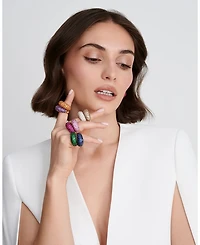 18K Rose Gold Dome Pink Sapphire Pavé Large Statement Ring