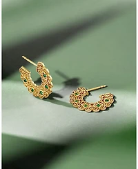 Wicked x Sydney Evan 14K Yellow Gold Emerald Filigree Hoop Earrings