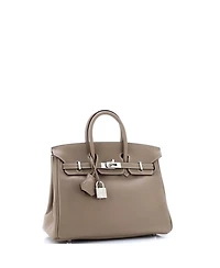 Pre-Owned HERMES Birkin 25 Handbag Grey Swift with Palladium Hardware