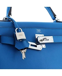 Pre-Owned HERMES Kelly 28 Handbag Verso Evercolor with Palladium Hardware