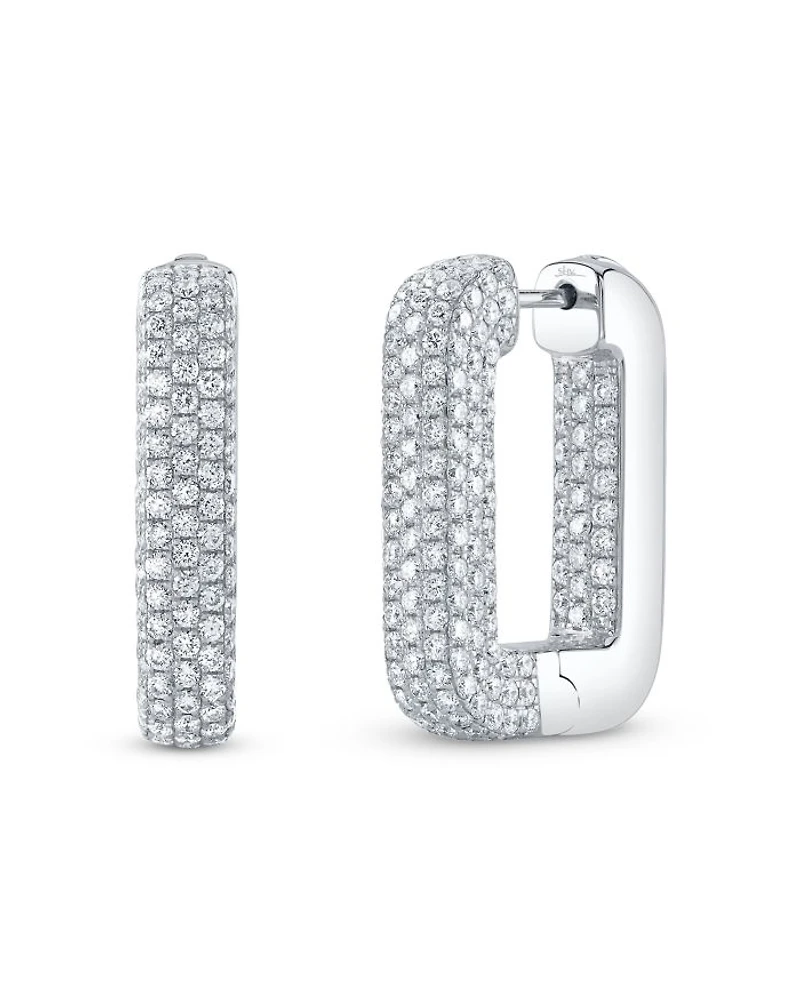 14K White Gold Kate Diamond Pavé Rectangle Hoop Earrings, 4.13 tcw