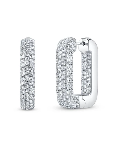 14K White Gold Kate Diamond Pavé Rectangle Hoop Earrings, 4.13 tcw