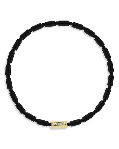 Luis Morais Men's Diamond Twisted Hexagon Onyx Beaded Bracelet