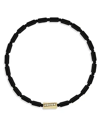 Luis Morais Men's Diamond Twisted Hexagon Onyx Beaded Bracelet