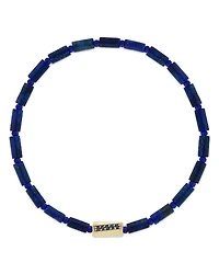 Luis Morais Men's 14K Yellow Gold Large Twisted Hexagon Blue Sapphire Beaded Bracelet