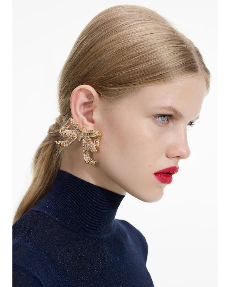 Crystal Bow Drop Earrings