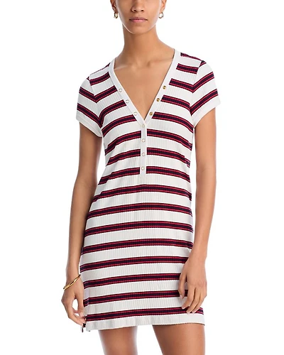 Amy Striped Shirt Dress Swim Cover-Up