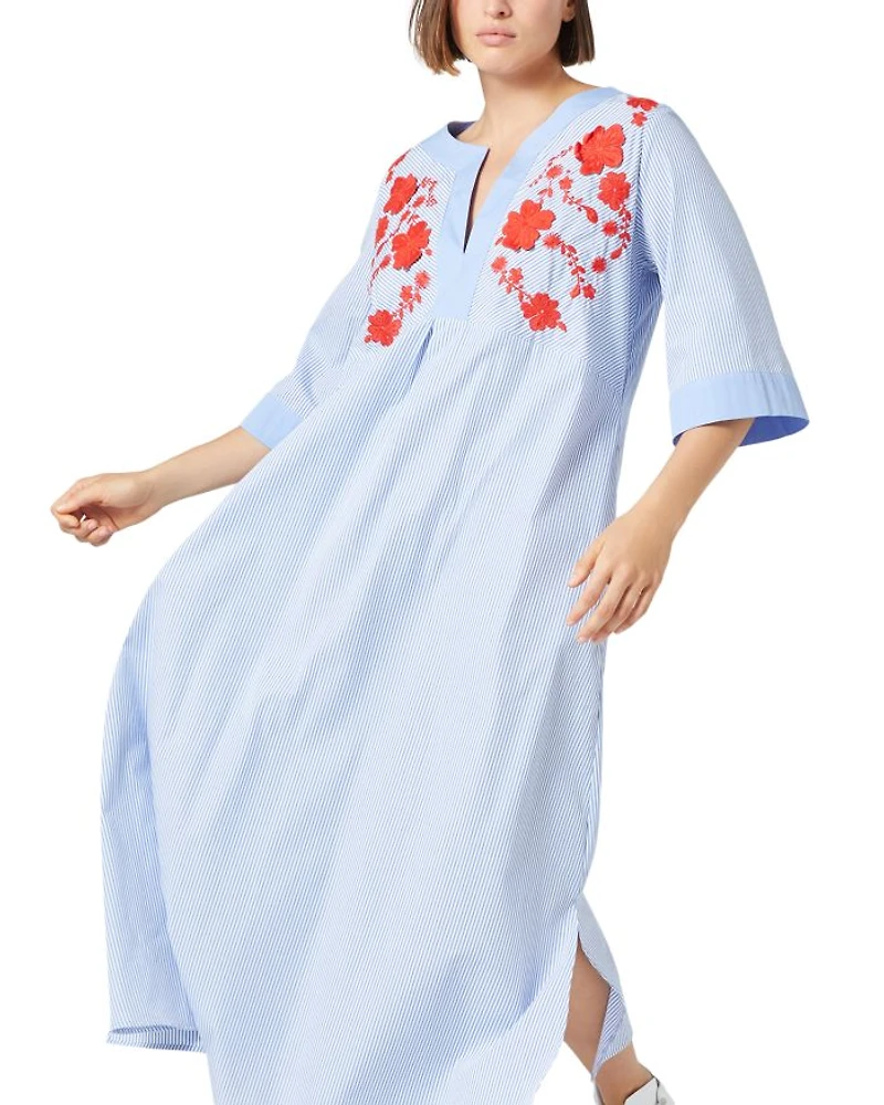 Sport 2A Uscita Opossum Embroidered Split V Neck Dress