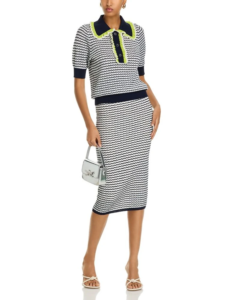Wavy Striped Midi Skirt