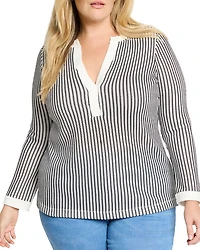 Plus Zig Zag Split V Neck Top