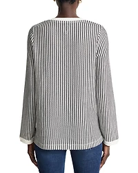 Zig Zag Split V Neck Top
