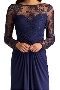 Ravina Embroidered Illusion Gown
