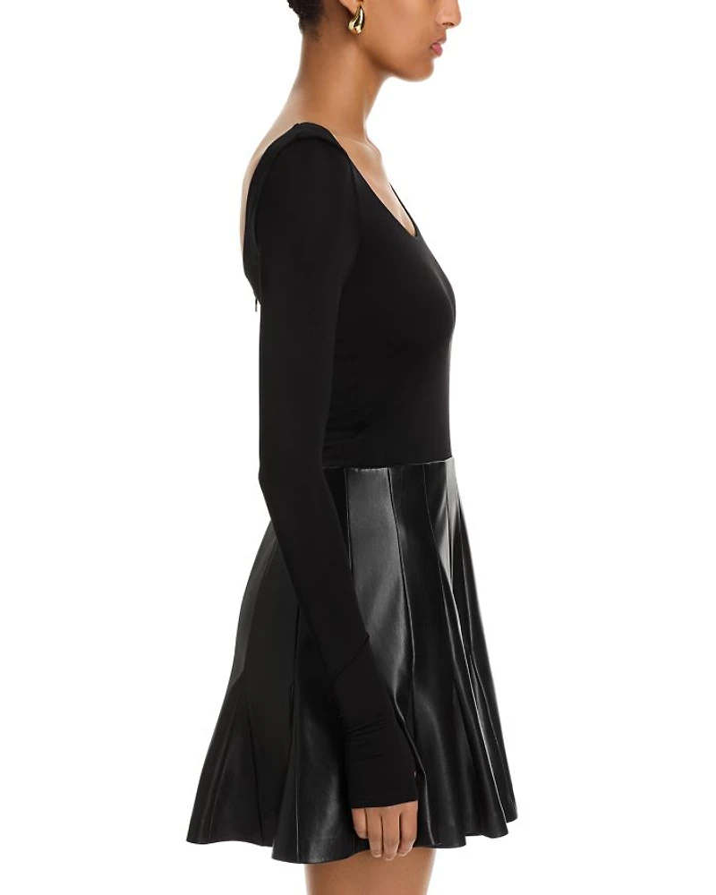 Chara Faux Leather Long Sleeve Dress