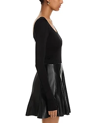 Chara Faux Leather Long Sleeve Dress