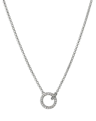 John Hardy Sterling Silver Jh Essentials Diamond Circle Pendant Necklace, 16-18