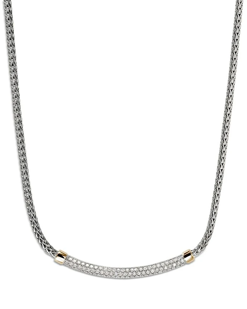 14K Yellow Gold & Sterling Silver JH Essentials Diamond Pavé Collar Necklace, 16-18"