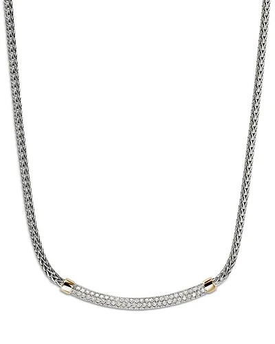 14K Yellow Gold & Sterling Silver JH Essentials Diamond Pavé Collar Necklace, 16-18"
