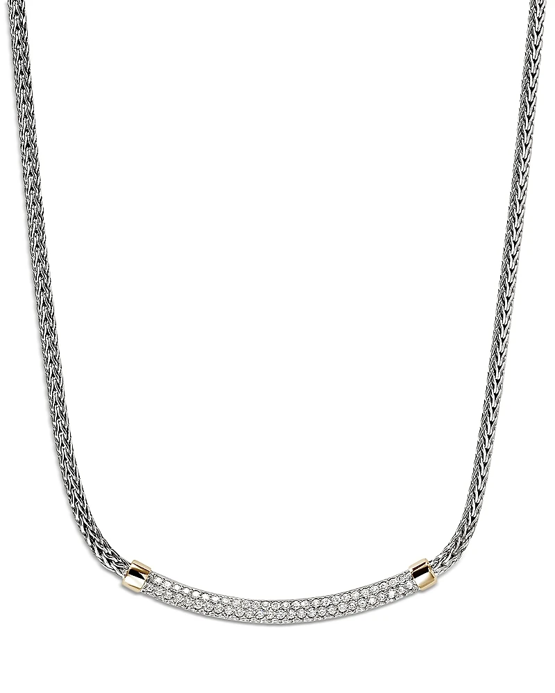 John Hardy 14K Yellow Gold & Sterling Silver Jh Essentials Diamond Pave Collar Necklace, 16-18
