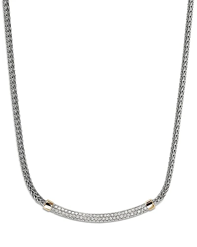 John Hardy 14K Yellow Gold & Sterling Silver Jh Essentials Diamond Pave Collar Necklace, 16-18