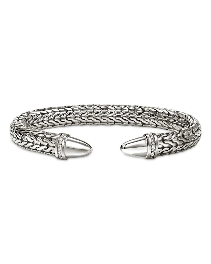 Sterling Silver Spear Diamond Accent Flex Cuff Bracelet
