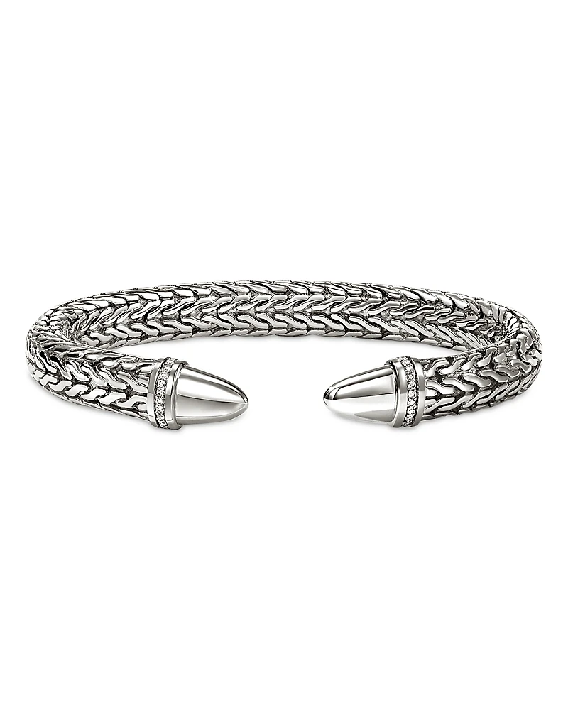 John Hardy Sterling Silver Spear Diamond Accent Flex Cuff Bracelet