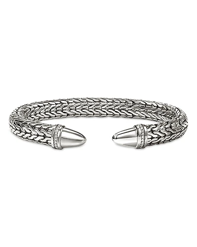 John Hardy Sterling Silver Spear Diamond Accent Flex Cuff Bracelet