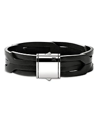 Men's Sterling Silver Icon Braided Leather Bracelet